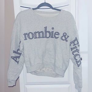 Abercrombie and Fitch Small Cropped Grey Crewneck